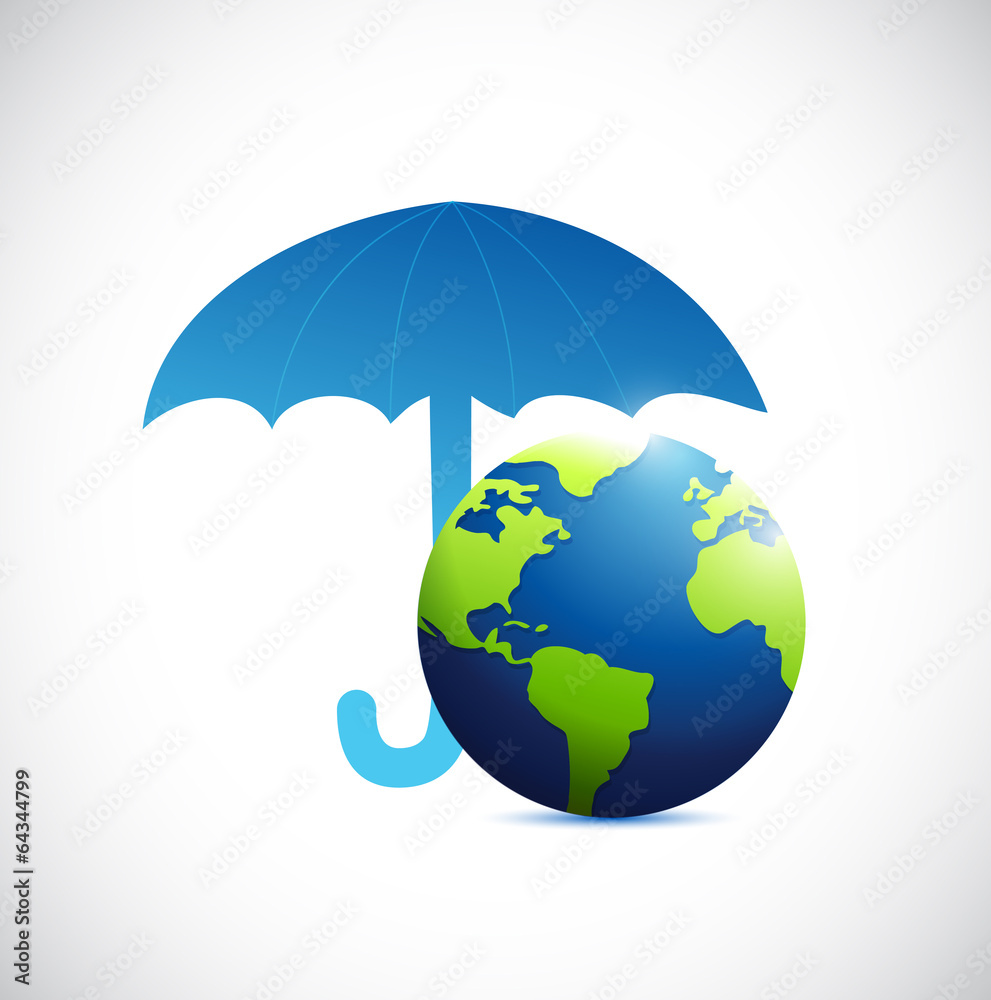 Fototapeta premium umbrella over a globe illustration design
