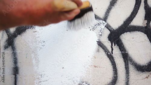 Painting Over Graffiti Close Up