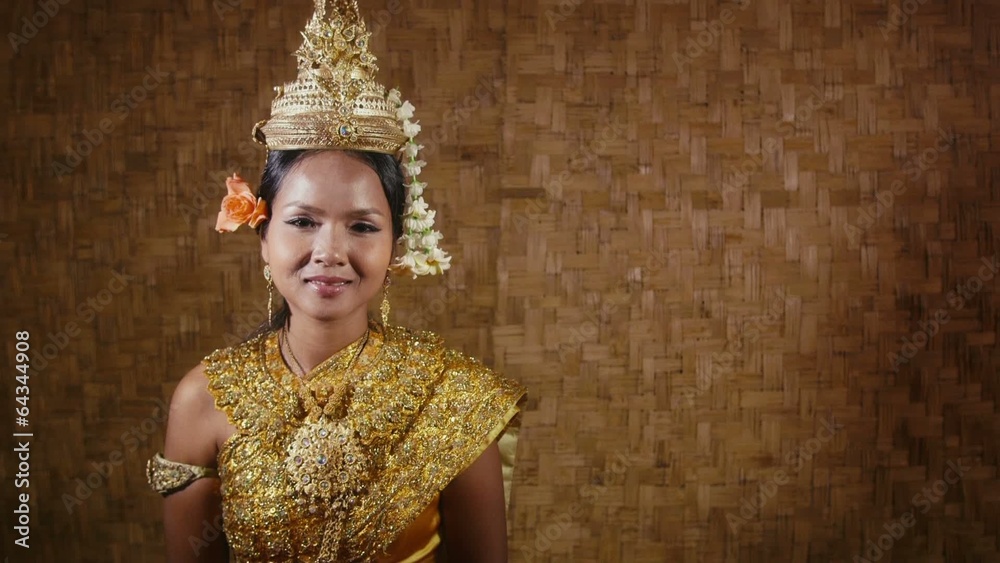 female dancer showing traditional cambodian dance, khmer art