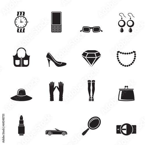 Silhouette woman and female Accessories icons