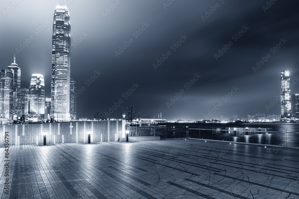 square with night modern building background