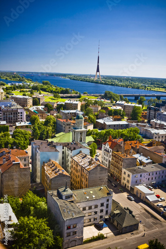 Areal view on the city of Riga, Latvia photo