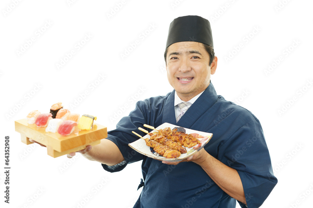 笑顔の寿司職人