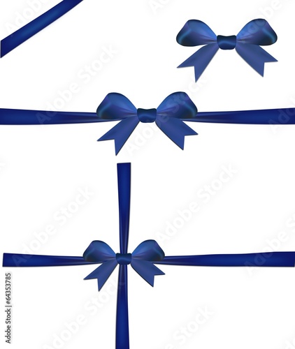 Set of christmas blue bow isolated