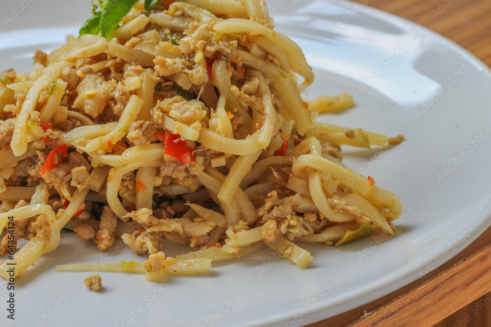 Pork fried bamboo shoots in Thailand Foods Pork fried bamboo shoots in Thailand Foods