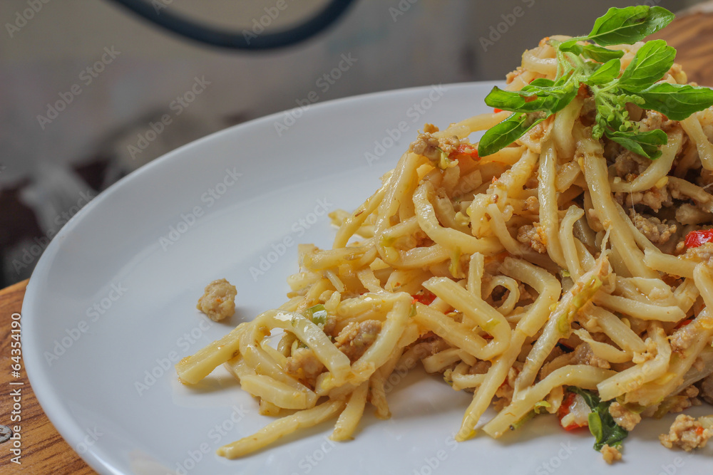 Pork fried bamboo shoots in Thailand Foods Pork fried bamboo shoots in Thailand Foods