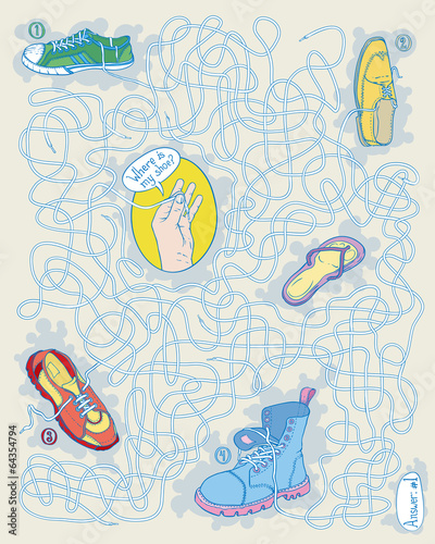 Maze game with shoes