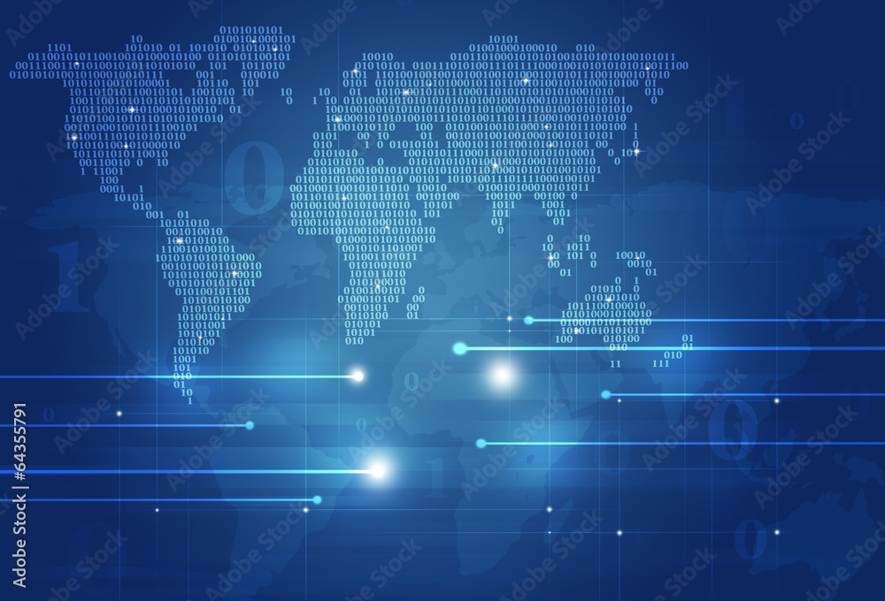 Abstract Binary Code World Map Abstract Binary Code World Map