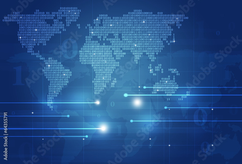 Abstract Binary Code World Map