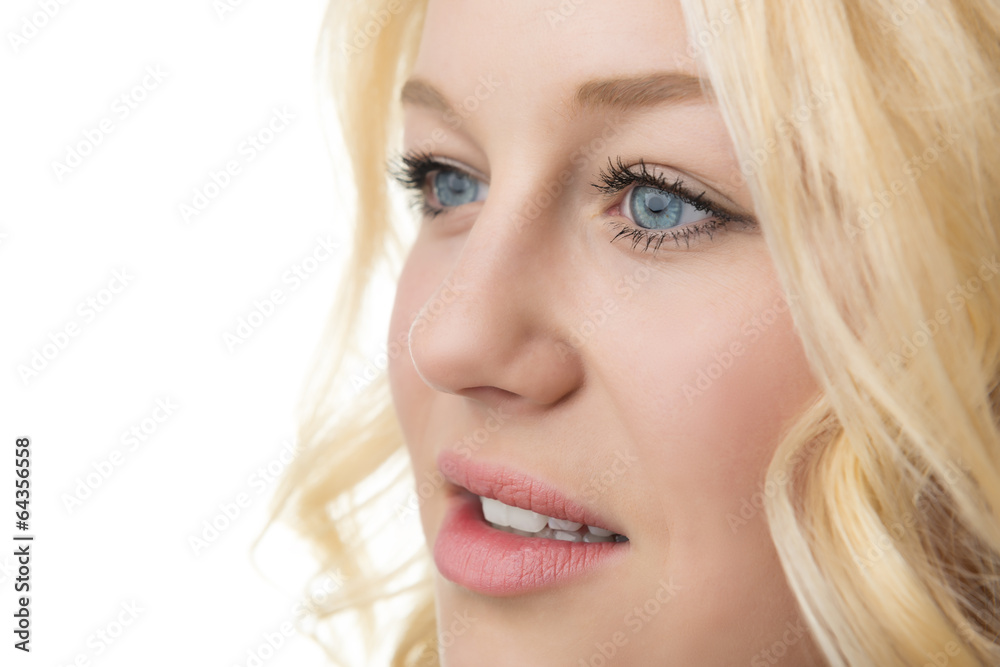 Portrait of a blond girl isolated on white background Portrait of a blond girl isolated on white background