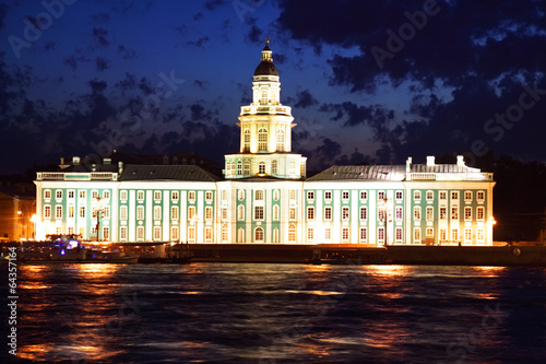 Night view of St Petersburg. Kunstkamera