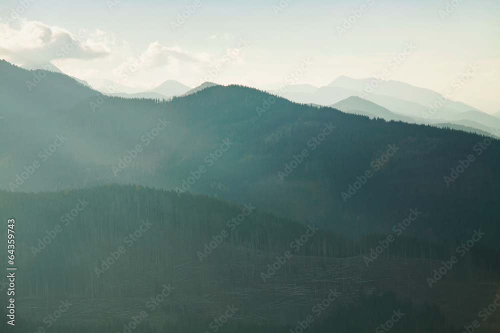 Fototapeta premium Mountain ladscape with clouds