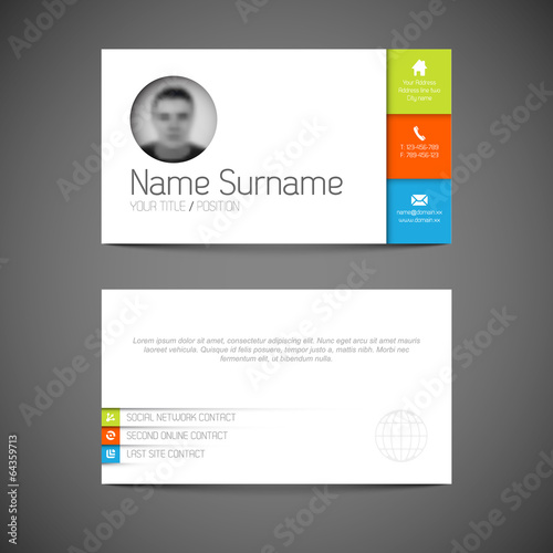 Modern business card template with flat user interface