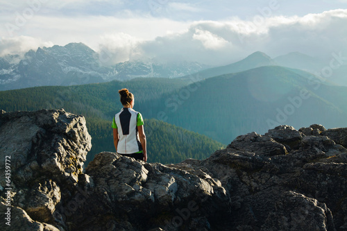 Mountain ladscape with girl