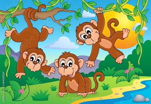 Fototapeta Naklejka Na Ścianę i Meble -  Monkey theme image 1