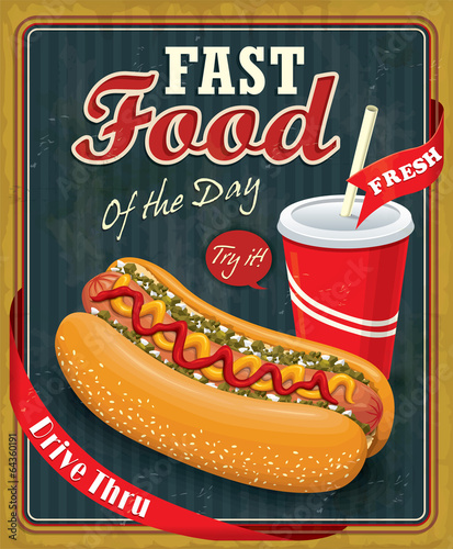 Vintage hot dog poster design