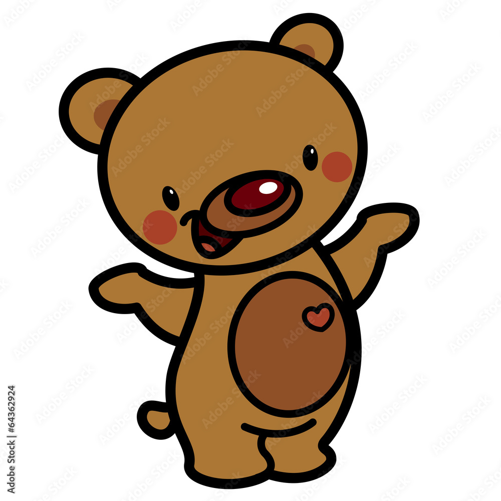 Cartoon vector cute brown happy lovely baby bear with heart Stock Vector | Adobe Stock Cartoon vector cute brown happy lovely baby bear with heart Stock Vector | Adobe Stock