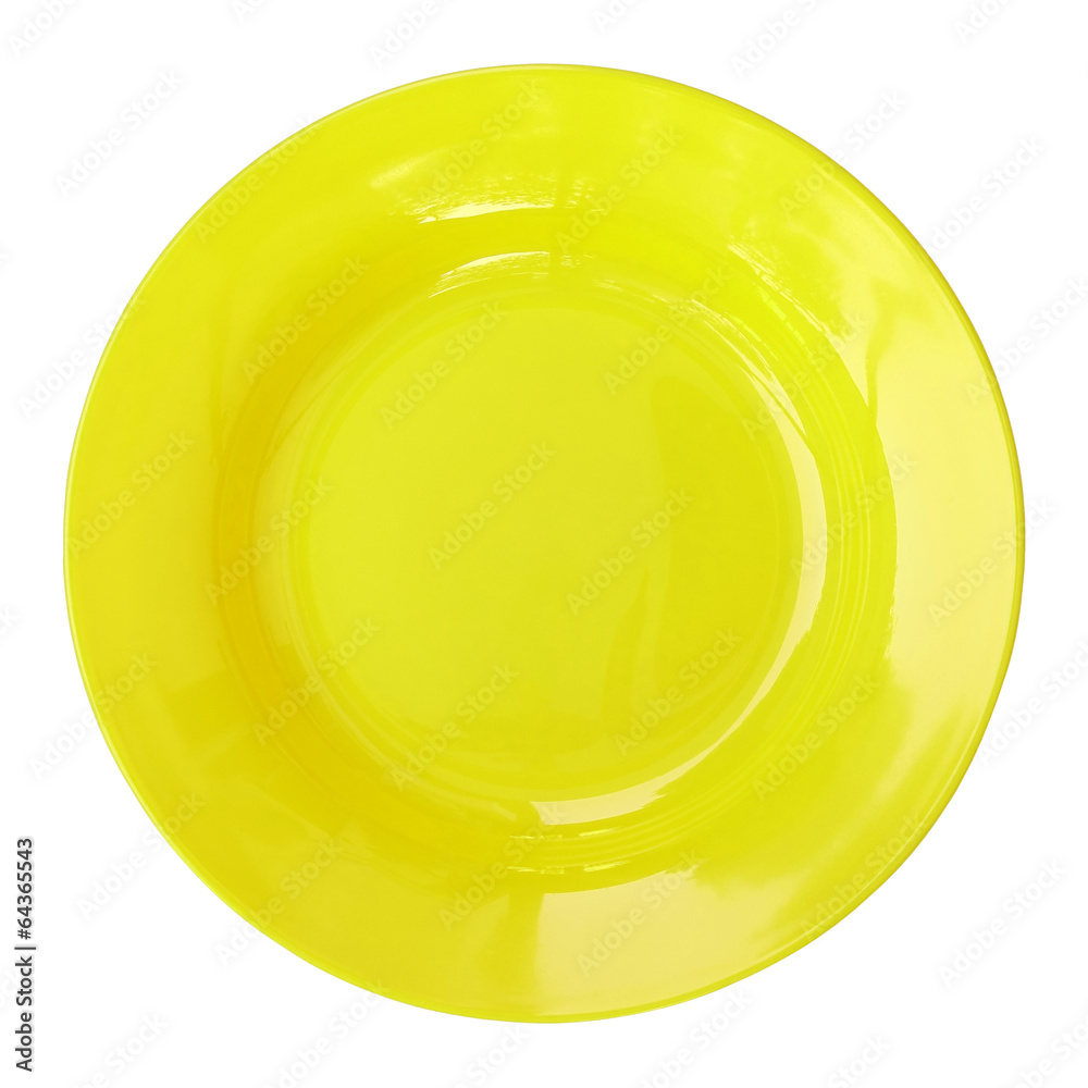 yellow empty plate isolated on white background with clipping pa yellow empty plate isolated on white background with clipping pa