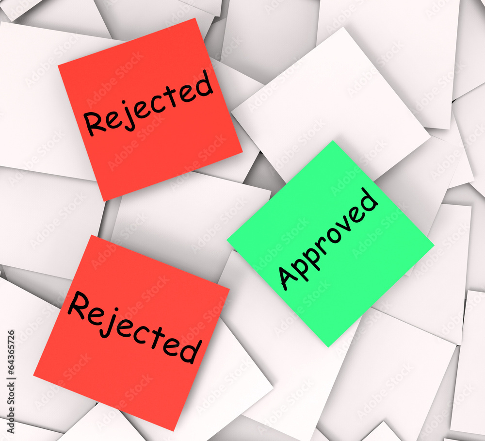 Approved Rejected Post-It Notes Show Passed Or Denied Approved Rejected Post-It Notes Show Passed Or Denied