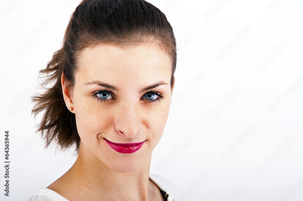 Happy Beautiful Woman Smiling Isolated On White Background
