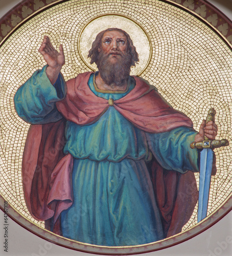 Vienna - Fresco of st. Paul the apostle from begin of 20. cent. photo