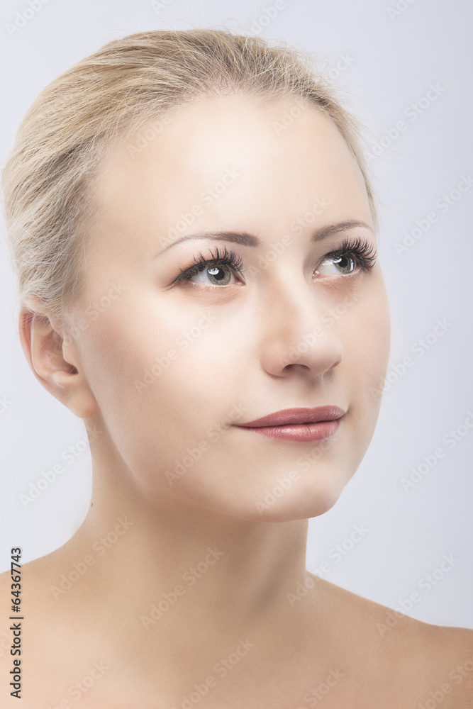 Cute Caucasian Woman Beauty Face Closeup Portrait