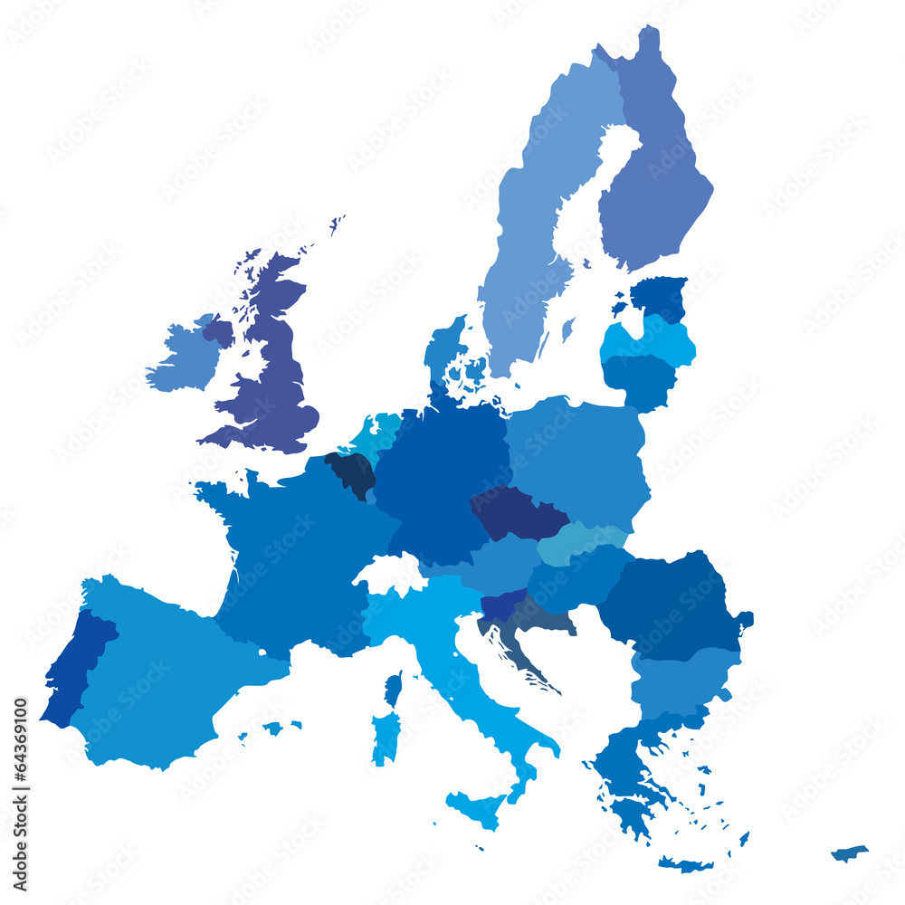 Naklejka premium vector mape granic unii europejskiej