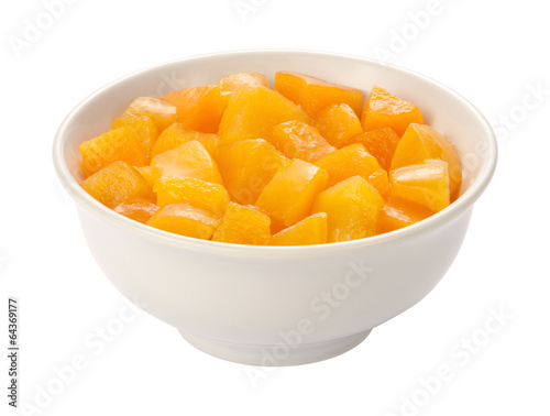 Diced Peaches isolated