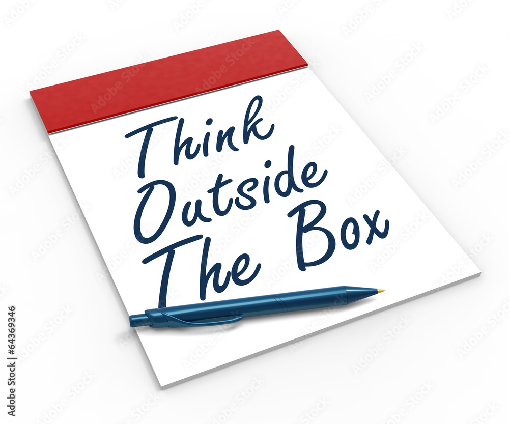 Think Outside The Box Notebook Means Creativity Or Brainstorming
