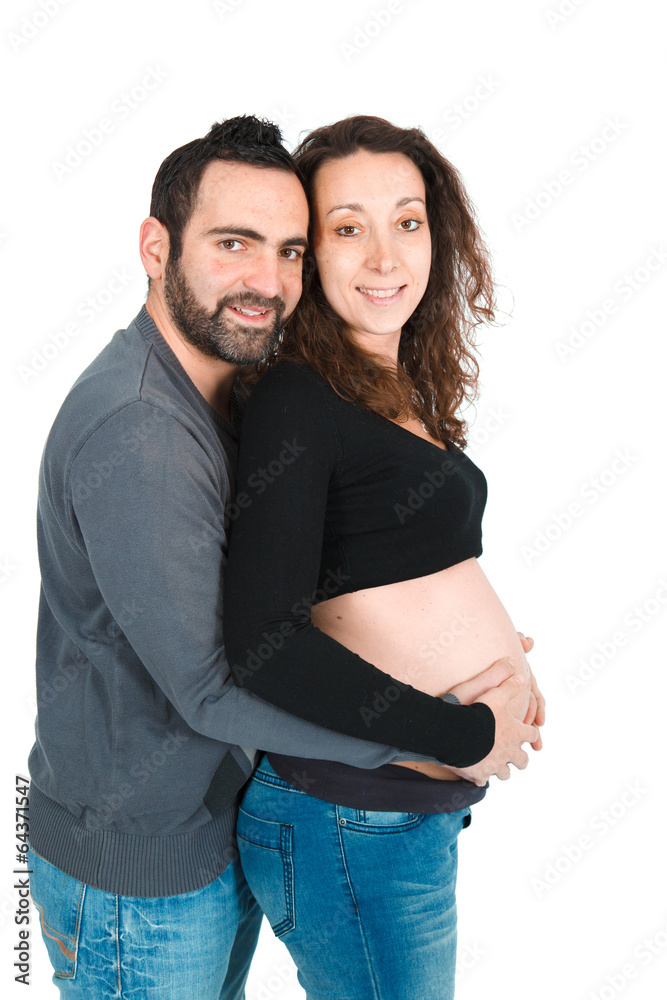 Man posing with his pregnant wife Man posing with his pregnant wife