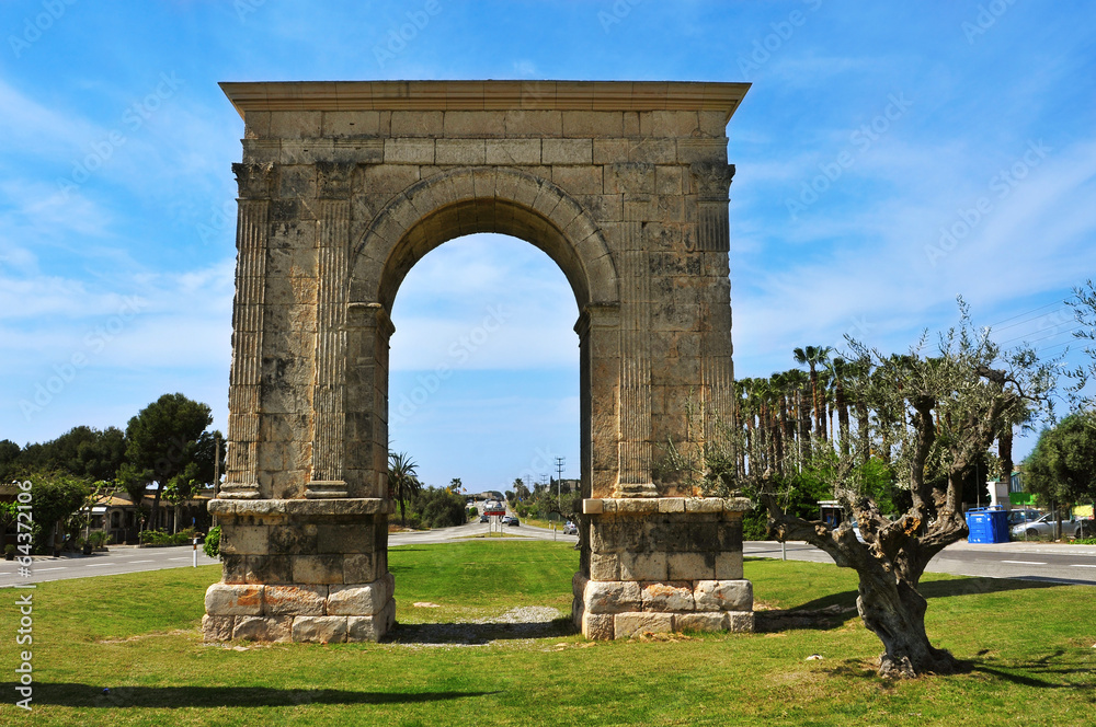 Arc de Bera, an ancient roman triumphal arch in Roda de Bera, Sp
