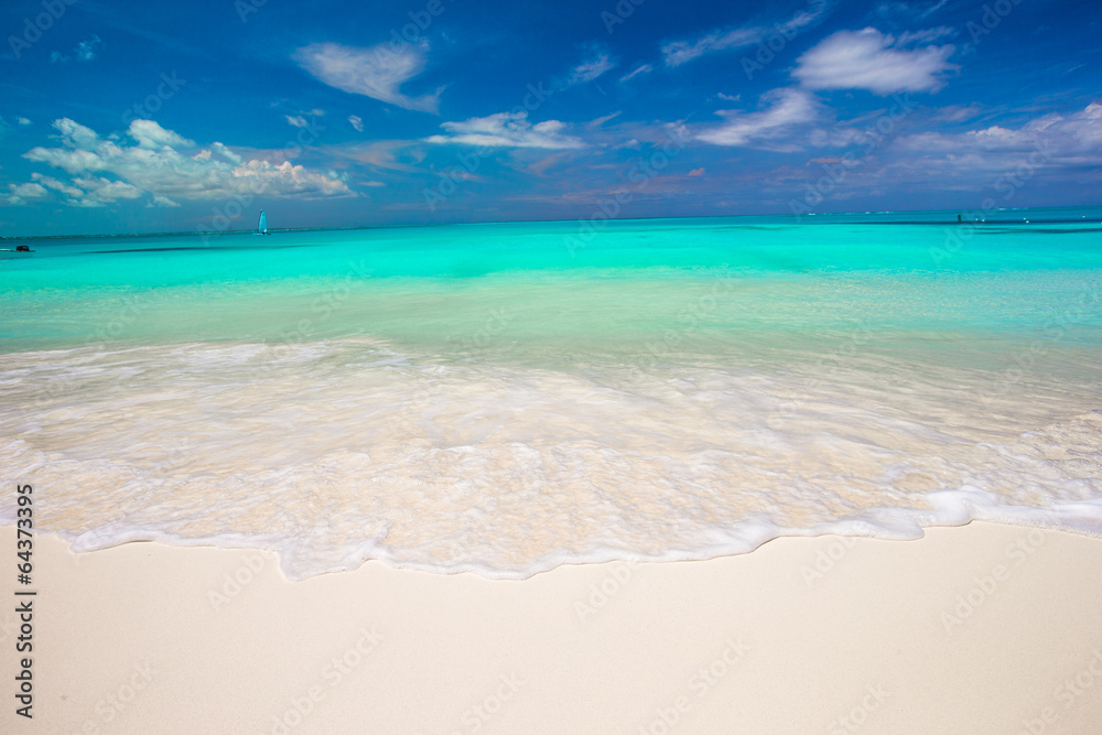 Perfect white beach with turquoise water