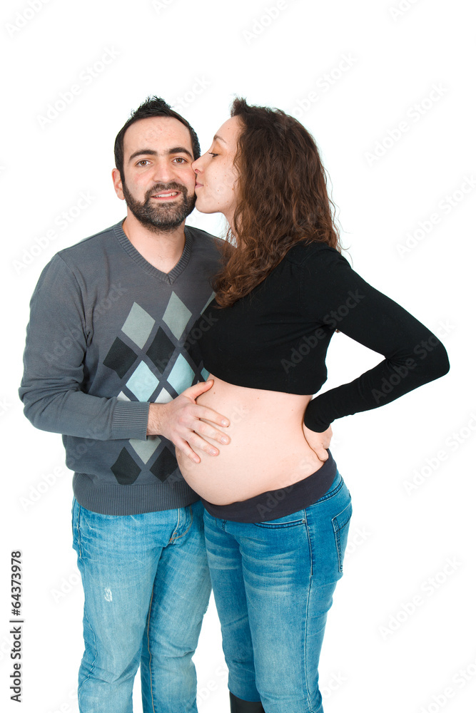 Man posing with his pregnant wife Man posing with his pregnant wife