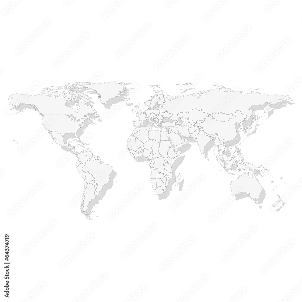 Fototapeta Szary polityczna mapa świata wektor