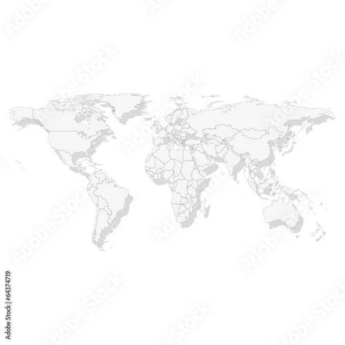 Gray Political World Map Vector