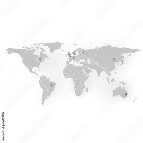 world map with stationery nails background vector