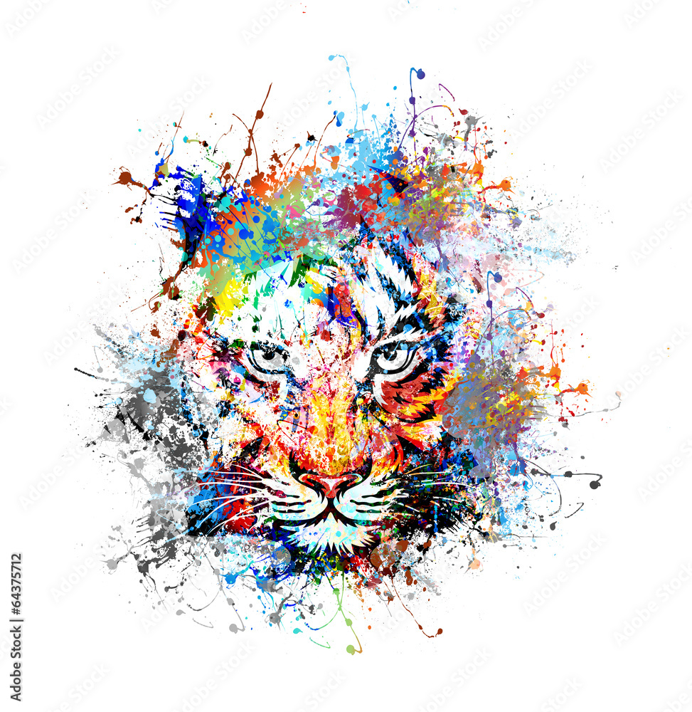 Obraz яркий фон с тигром