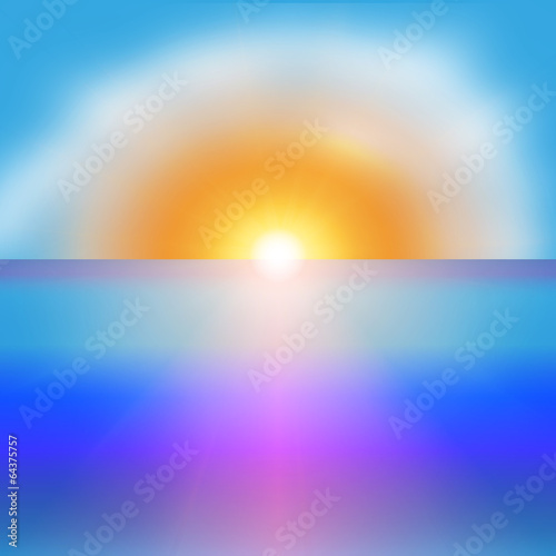 Sea sunrise with a bright sun background vector