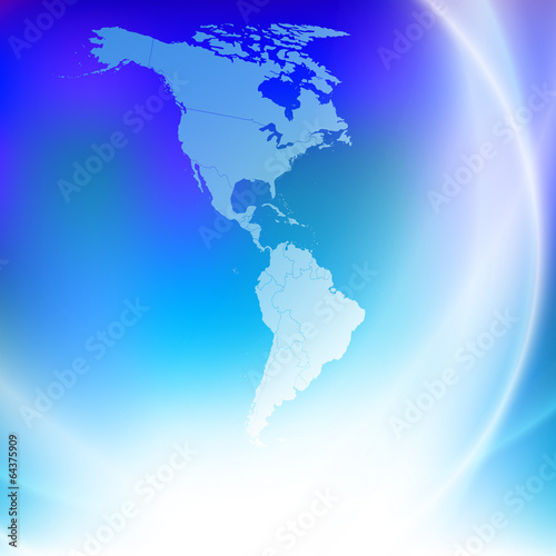 North and South America map blue background vector