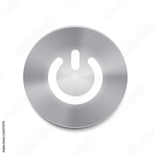 Metal power button with white light vector
