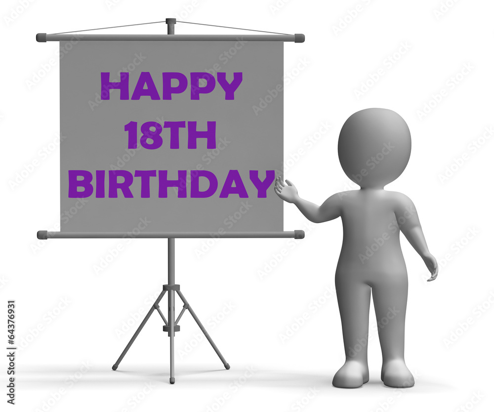 Happy Eighteenth Birthday Board Shows Happy Celebration Happy Eighteenth Birthday Board Shows Happy Celebration