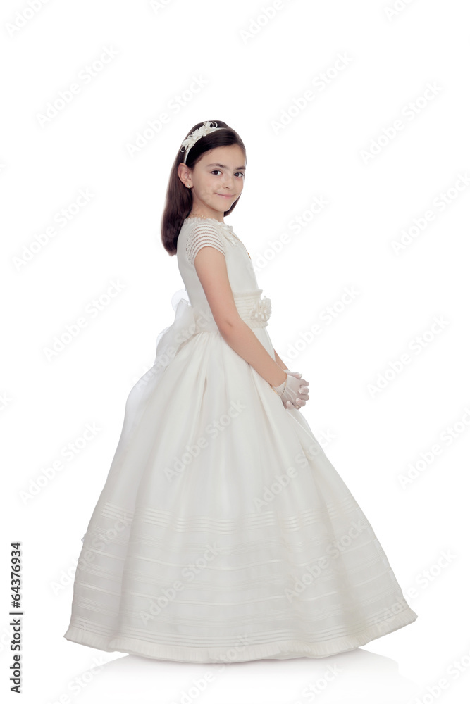 Adorable little girl dressed in communion Adorable little girl dressed in communion