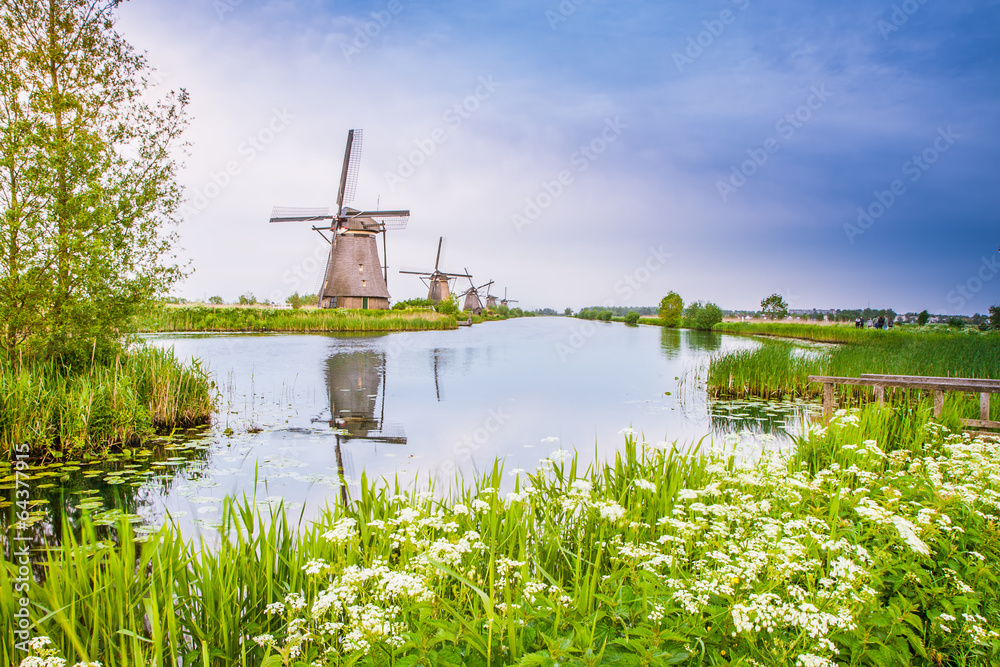 Dutch mills in Kinderdijk, Netherlands