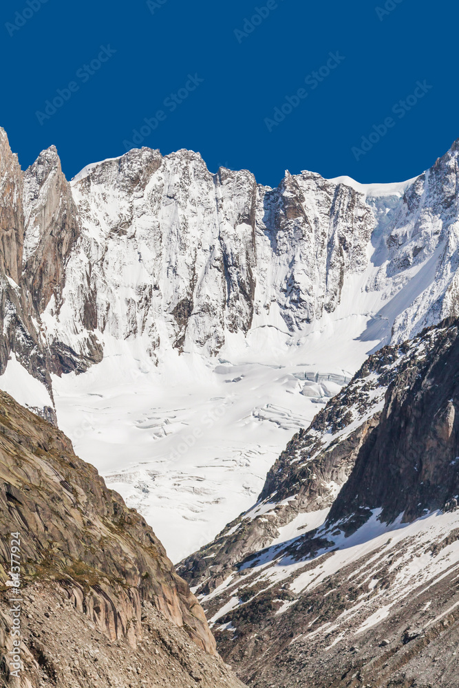 French Alps Valley under Mt. Blanc with Mer de Glace