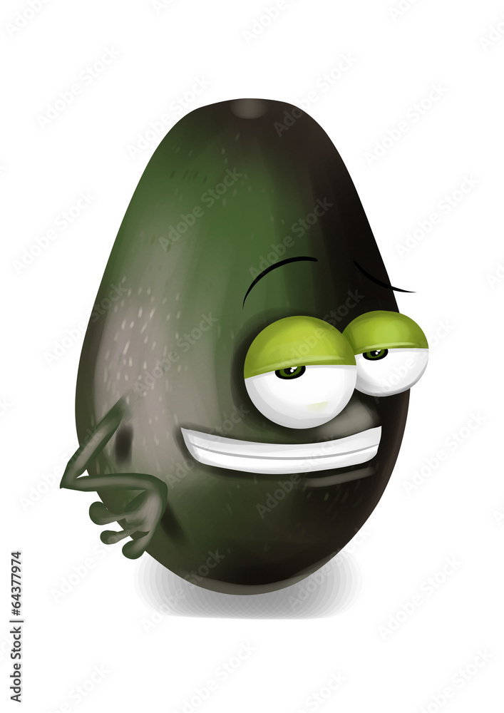 Cool, funny avocado cartoon character with a big smile. Stock Illustration  | Adobe Stock