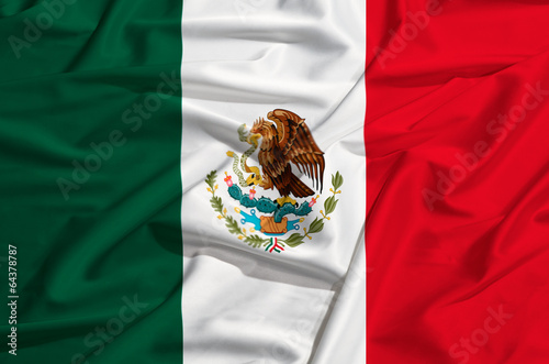 Mexico flag on a silk drape waving