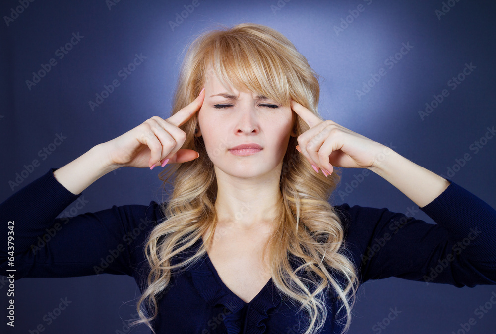 Deep thinker woman trying to concentrate solve problem Deep thinker woman trying to concentrate solve problem