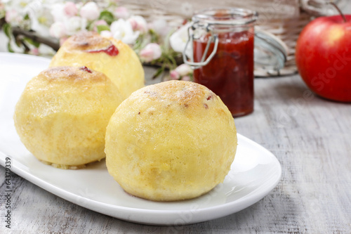 Baked apples stuffed with blueberry jam