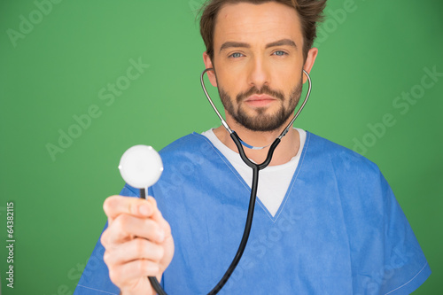 Anaesthetist or doctor holding a stethoscope