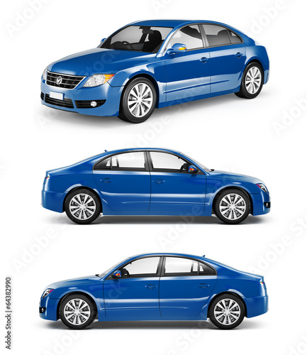 3D Image of Blue Family Car